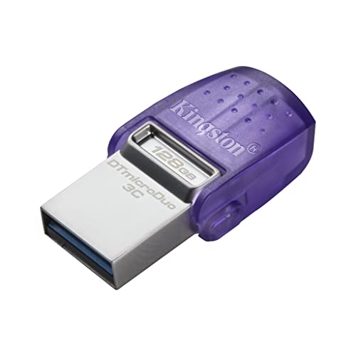 Kingston DataTraveler microDuo 3C USB Flash Drive 128GB, USB 3.2 Gen 1, Dual USB-C and USB-A Connectors