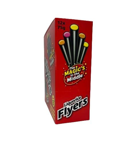 Flyers Liquorice Candy Sticks - 7 Pack x 12, Strawberry Orange Lemon Chewy Licorice Sweets with Fruit Crystal Centre 5