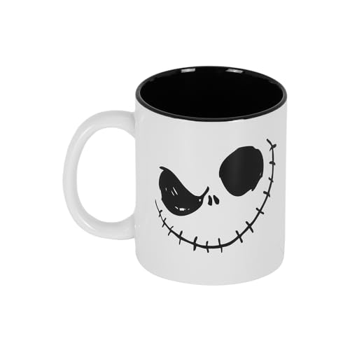 Nightmare Before Christmas Face Mug - Black Ceramic Coffee Mug with Gift Box, 13 x 9.5 cm