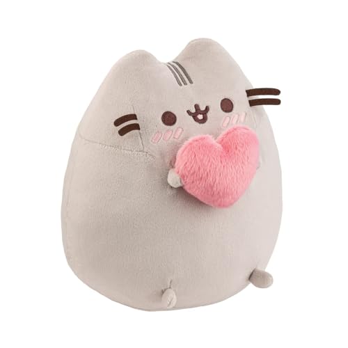 AURORA Pusheen with Heart Soft Toy | 9In Grey Plush | Eco-Friendly Fill | Suitable from Birth