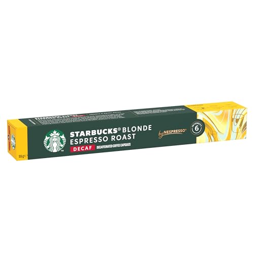 STARBUCKS - Decaf Blonde Espresso Roast by Nespresso, Blonde Roast Coffee Capsules 6