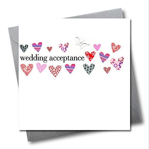 Claire Giles Greeting Cards Wedding Acceptance Card | 150x150mm | Hearts Design | Blank Inside 1