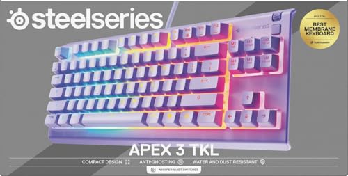 SteelSeries Apex 3 TKL Gaming Keyboard - Lavender - Tenkeyless Compact RGB 20
