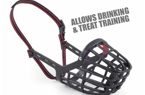 Ancol Plastic Muzzle - Strong Biting Control | Size 8 | Black/Red 3