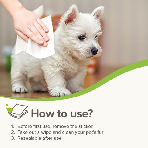 Beaphar Sensitive Grooming Wipes for Cats & Dogs | 100% Plant-Based | Aloe Vera & Pro-Vitamin B5 5