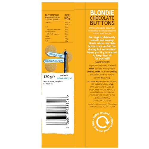 Montezuma's Blondie Buttons, White Chocolate with Caramel Notes, 120g