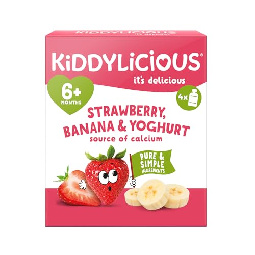 Kiddylicious Strawberry & Banana Yogurt Pouches - 12 Pouches (3 Multipacks) 4