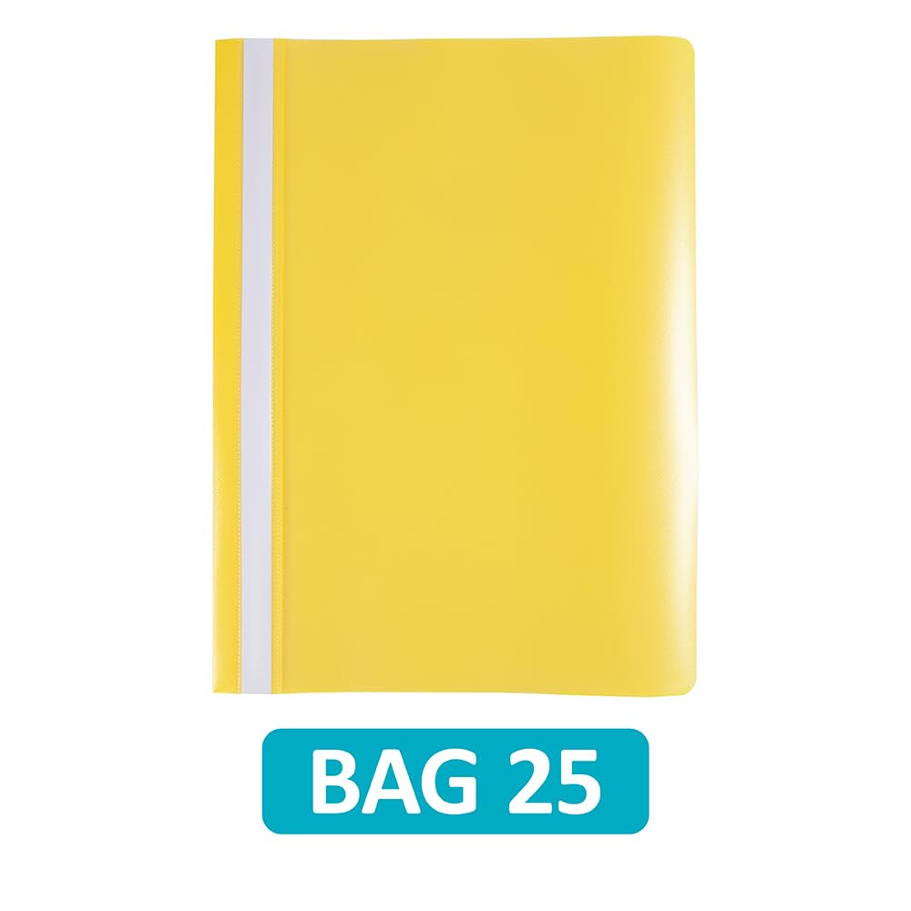Hamelin A4 Yellow Polypropylene Project Folders - Pack of 25 | 1/3 Cut Top Tab | 100 Sheet Capacity 2