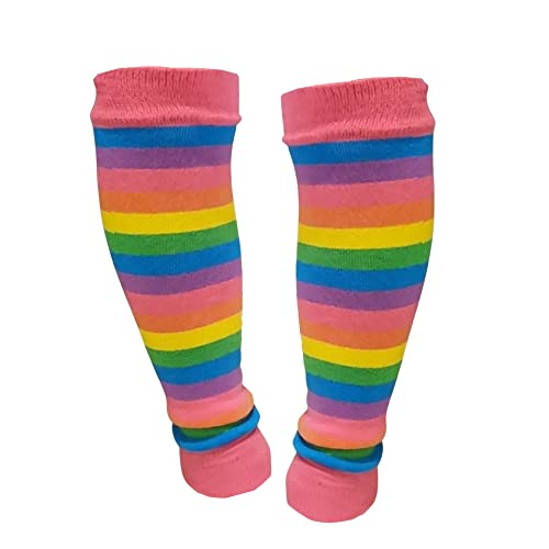 Rainbow Stripe Leg Warmers - Red & Pink (6 months to 5 years)
