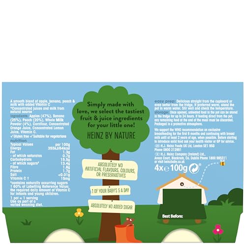 Heinz By Nature Fruity Medley Custard Baby Food Dessert Pots 12x100g 4