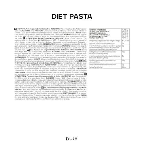 Bulk Diet Pasta Konjac Glucomannan 200g - Low Calorie Pasta with 10 kcal per 100g