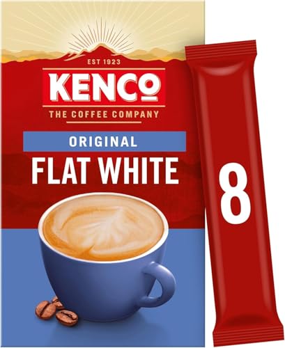 Kenco - Flat White Instant Coffee Sachets (Pack of 5, 40 Sachets, 592g)