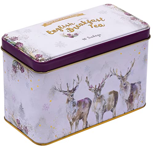 New English Teas Christmas Stag Tea Tin with 40 English Breakfast Teabags 10