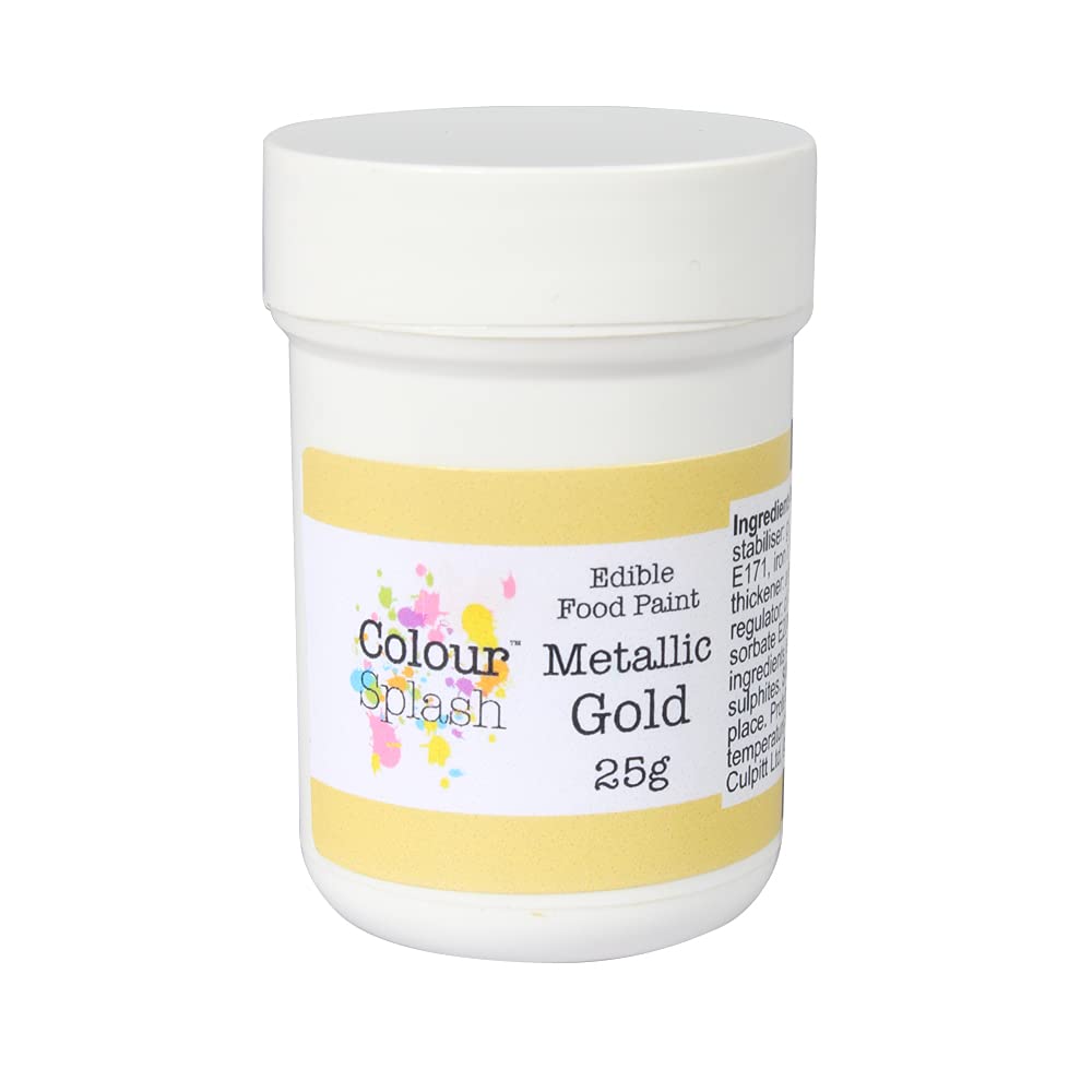 Colour Splash Edible Food Paint - Metallic Gold Colouring Paste | 25g Pot | Food Safe