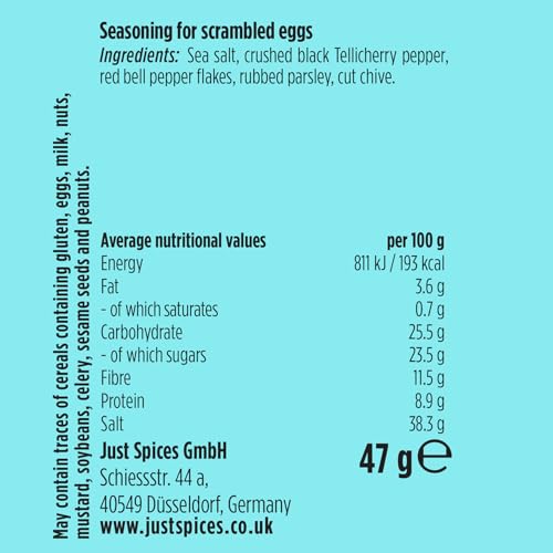 Just Spices Scrambled Egg Seasoning, 47g – Natural Herb & Spice Blend for Eggs and Tofu