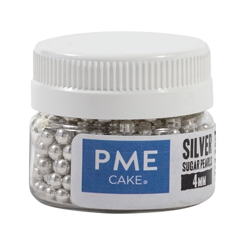 PME Silver Sugar Pearls - Edible Cake Decorations (25g, 4mm)