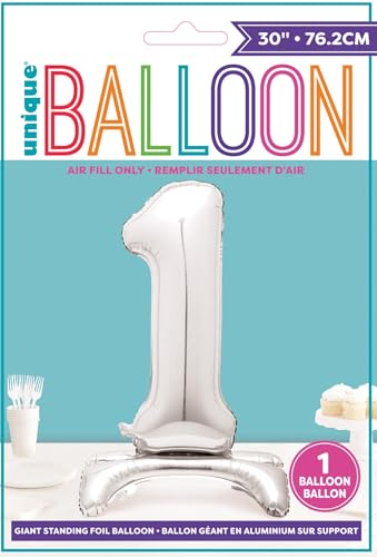 Majestic Silver Number 1 Foil Balloon - Standalone Party Decor for Milestone Celebrations
