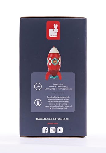 Janod Magnet Rocket Kit - Wooden Building Set for Toddlers 2-6 Years 21