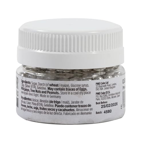 PME Silver Sugar Pearls - Edible Cake Decorations (25g, 4mm)