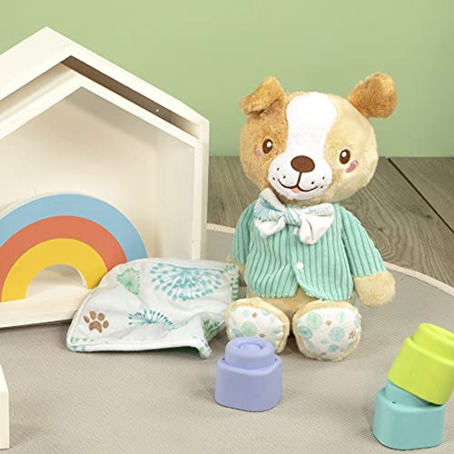 Clementoni Perrito+ Pete The Puppy Plush Toy - Soft Sensory Toy for Babies 0 Months+