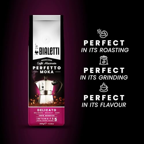 Bialetti Delicato Ground Coffee 252g - 100% Arabica Brasil Natural Beans