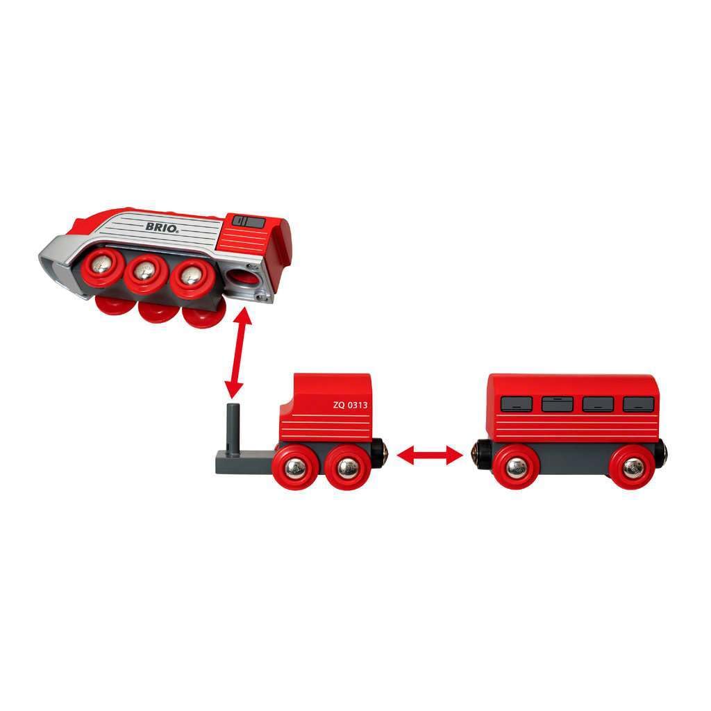 BRIO Streamline Train Set with Tender and Carriage | Retro-Futuristic Design | Ages 3+ | Wood 4
