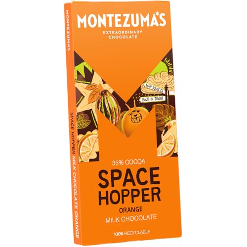 Montezuma's Space Hopper Milk Chocolate Bar with Orange, 35% Cocoa, Gluten Free, 90g