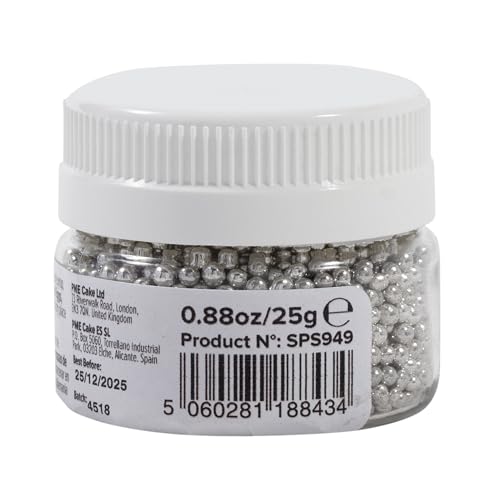 PME - Silver Sugar Pearls Edible Cake Decorations (25g, 2.3mm)