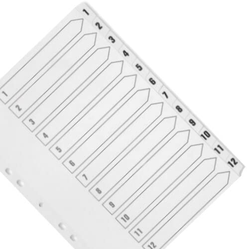 Q-Connect KF01529 Index Divider - 12 Part Numbered Tabs, A4, White Board, Clear Mylar Reinforced