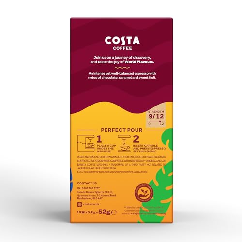 L"OR - Costa Bold Colombian Single Origin Aluminium Coffee Pods (Pack of 10)