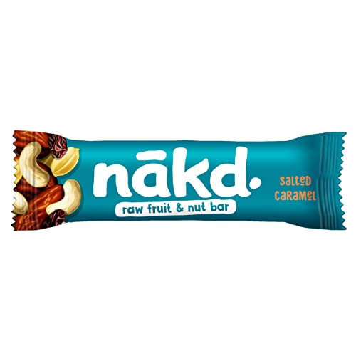 Nakd Salted Caramel Raw Fruit & Nut Bars - Vegan, Gluten Free, No Added Sugar - 35g x 18