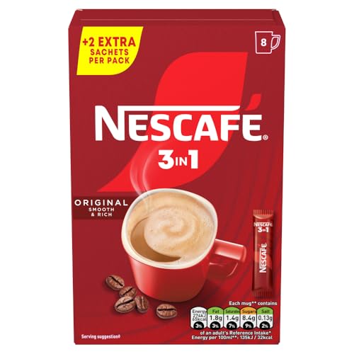 NESCAFÉ 3 IN 1 Original Instant Coffee (1 Pack, 8 Drinks)