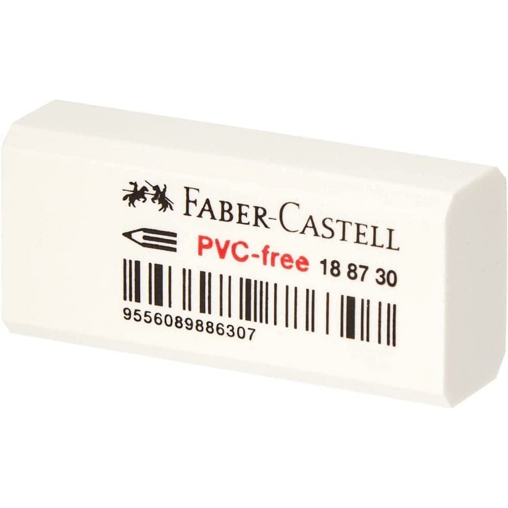 Faber-Castell PVC-Free Eraser - Dust-Free Smudge-Free Erasing | White Rubber | 41x11x18mm
