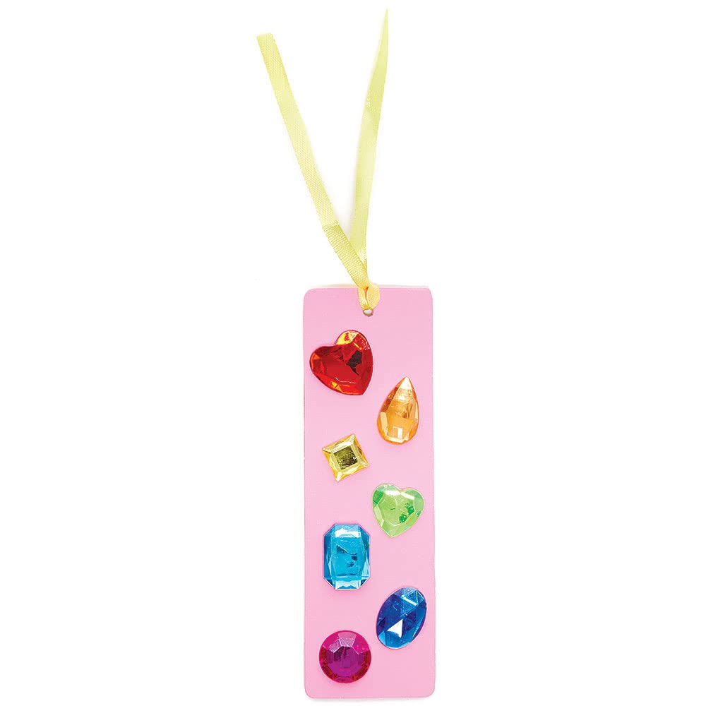 Baker Ross FC759 Large Rainbow Self-Adhesive Gems - Pack of 120, 6 Shapes & 7 Colors, 15mm-25mm, Peel and Stick Craft Embellishments