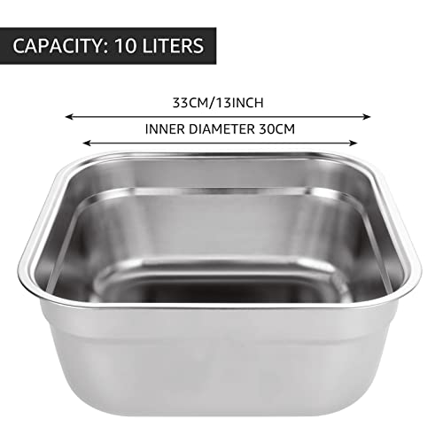 ASelected - Stainless Steel Washing Up Bowl 10L Rectangular Sink Basin 4