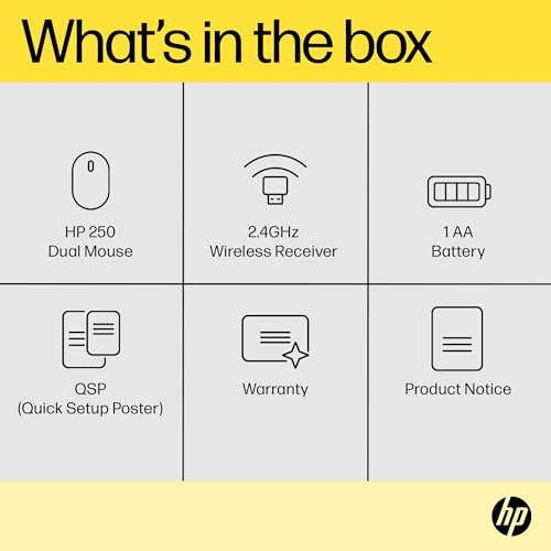 HP Souris Double 250 Wireless Mouse - Dual-Mode Connectivity, AmDesign, Recycled Materials