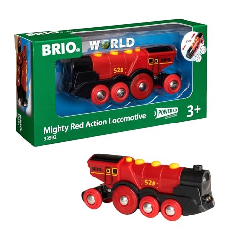 BRIO World Mighty Red Action Lokomotive, batteriebetriebener Zug für Kinder ab 3 Jahren – kompatibel mit allen BRIO Eisenbahnsets und Zubehör