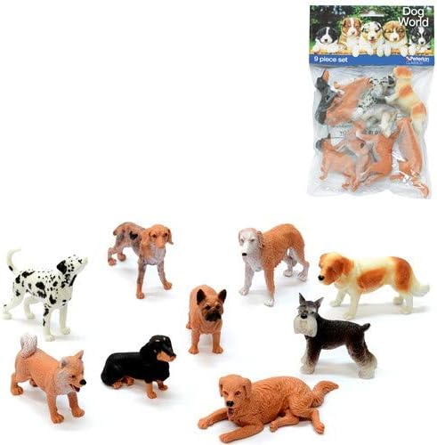 Peterkin Dog World 9-Piece Set - Realistic Plastic Dog Figures for Role Play, 3+ 2