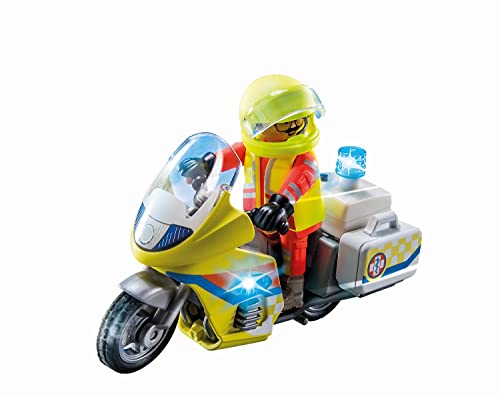 Playmobil 71205 Rescue – Notfallmotorrad mit Blinklicht, Motorrad-T