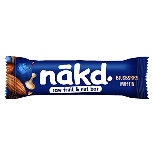 Nakd Blueberry Muffin Raw Fruit & Nut Bars - Vegan, Gluten Free, No Added Sugar - 35g x 18