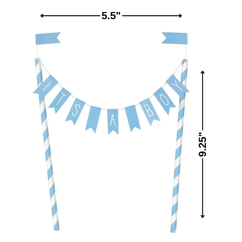Unique It's a Boy Premium Blue Baby Shower Bunting Cake Topper (13cm x 23cm) 2