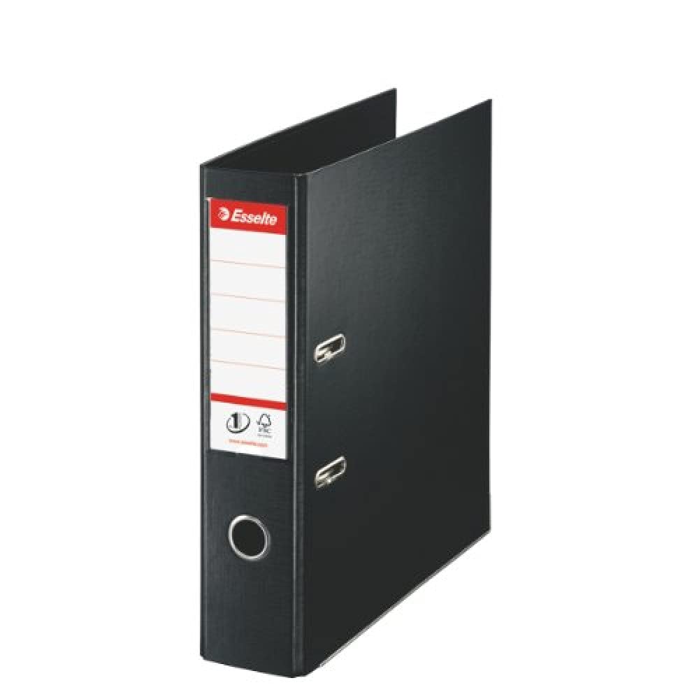 Esselte A4 Lever Arch File, Black, 72 mm Spine, Plastic, Vivida Range, 811370, 500 Sheets Capacity 1