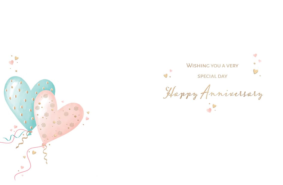 Piccadilly Greetings Anniversary Card - With Love Design | 8 x 6 Inches | Pink and Blue 2