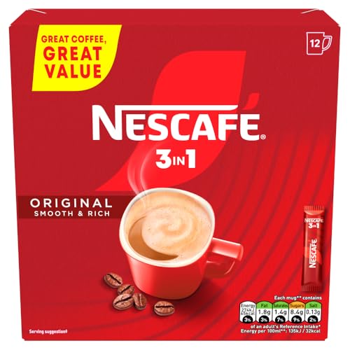 NESCAFÉ 3 IN 1 Original Instant Coffee (1 Pack of 12 Sachets)