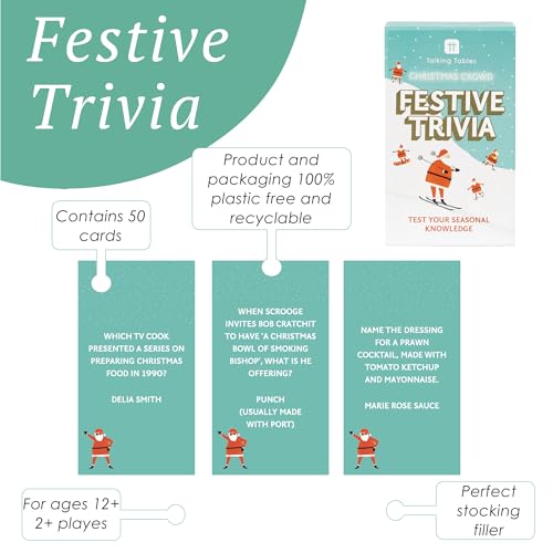 Talking Tables Christmas Festive Trivia Quiz Game, Secret Santa Question Cards 4
