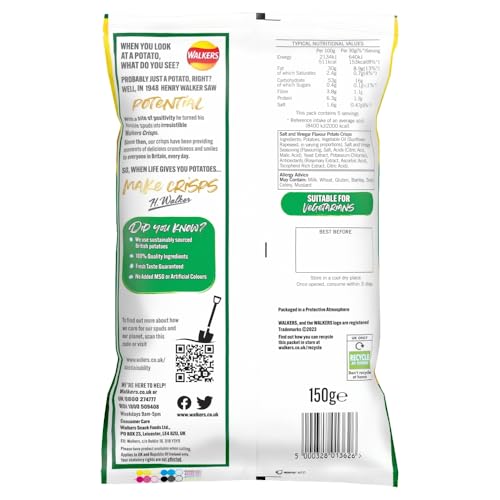 Walkers Salt & Vinegar Crisps 150g Sharing Bag 5