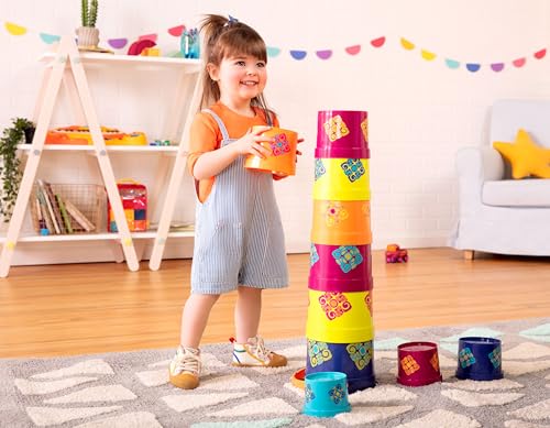 B. toys Bazillion Buckets Nesting Cups - 10 Colorful Stacking Cups for Kids 18m+