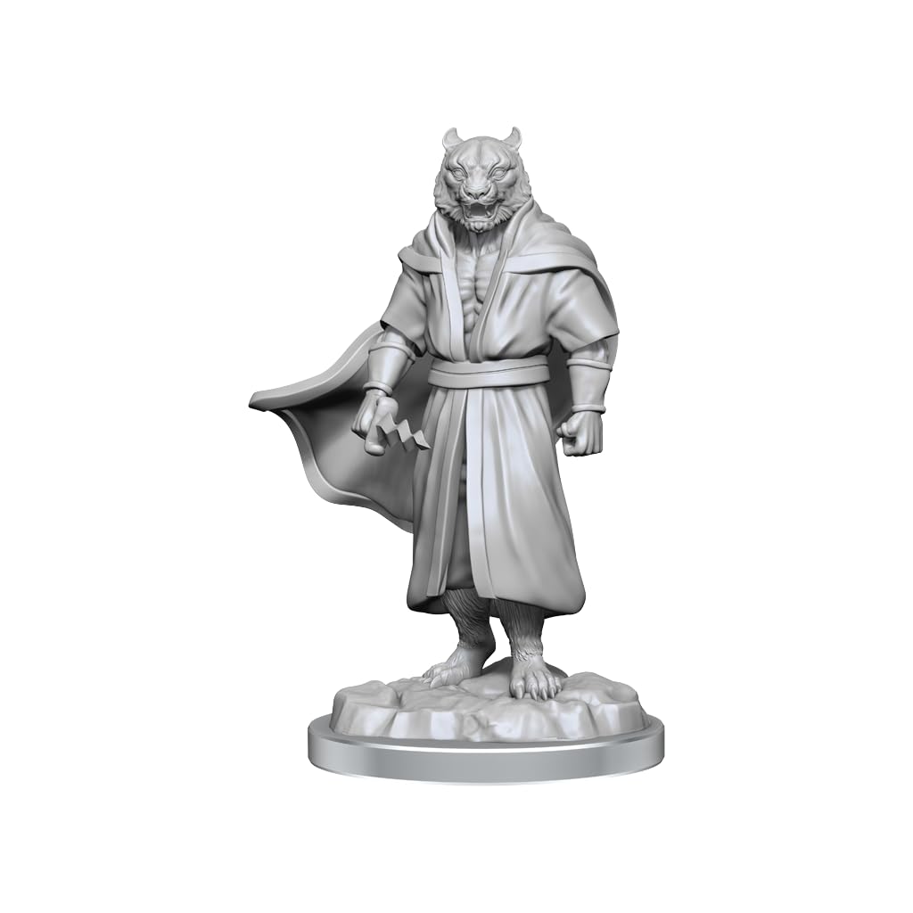 WizKids Critical Role Unpainted Miniatures - Male Human Sorcerer Merchant & Tiger Demon | 2 Units