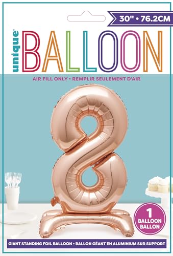 Rose Gold Foil Number 8 Balloon - 76cm Free-Standing Party Decor