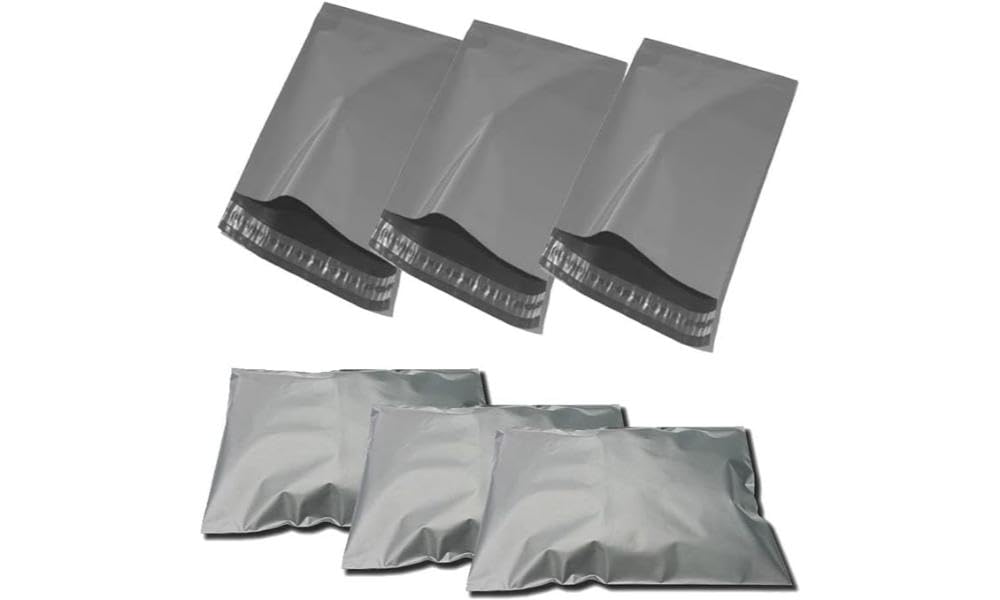 G4GADGET Grey Poly Mailing Bags - 50 Pack, 10x14 Size | Heavy Duty, Waterproof Shipping Mailers